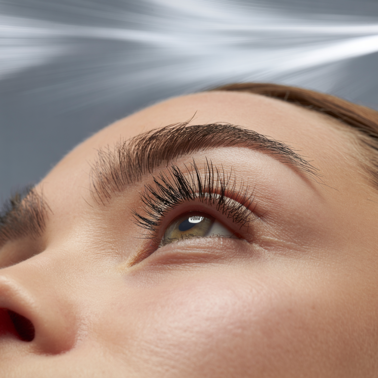 Wimpernlifting Ausschnittphoto Gesicht, Frau zum Thema Augenbrauen.- beziehungsweise Browlifting